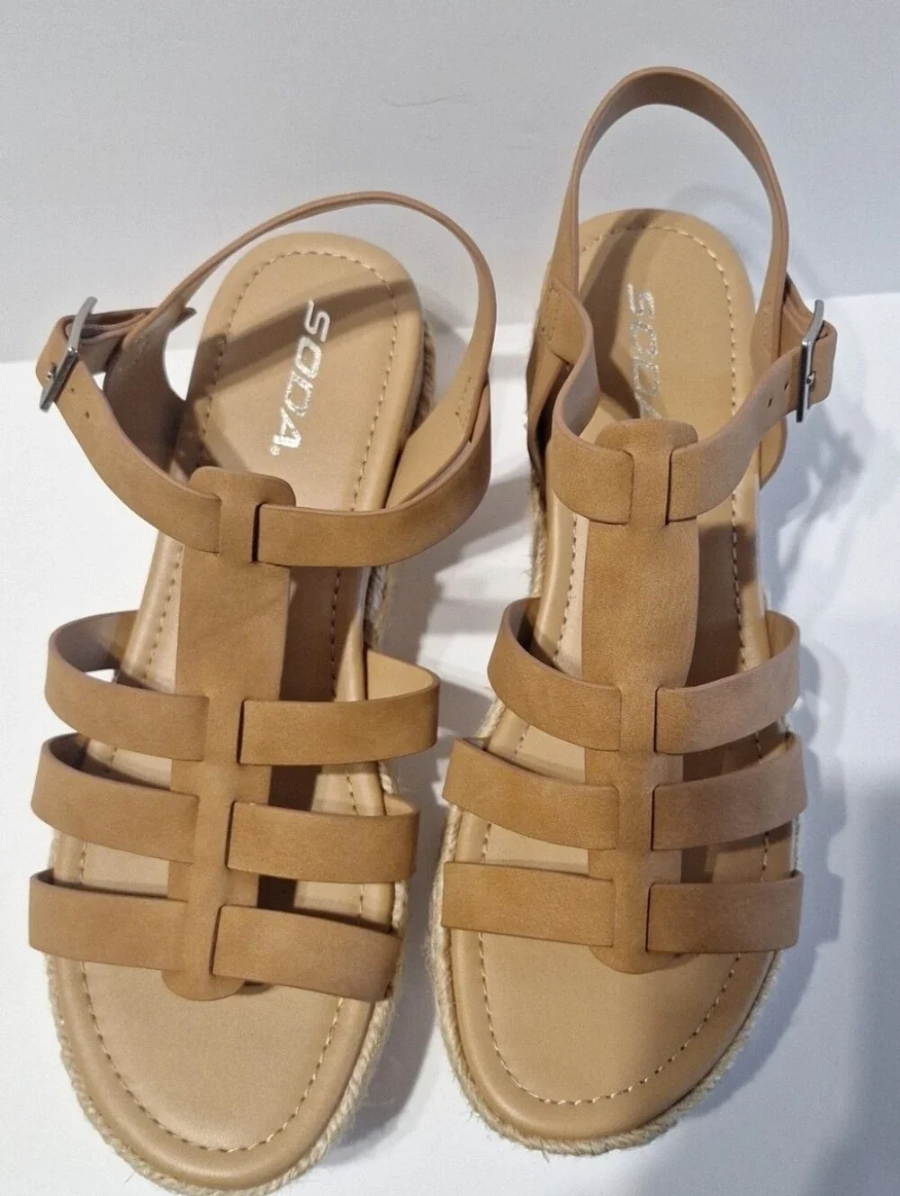 Soda Tan Braided Espadrille Platform Sandals